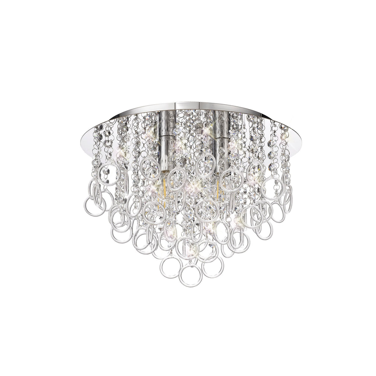Lamerton Semi Flush Polished Chrome and Crystal Ceiling Light
