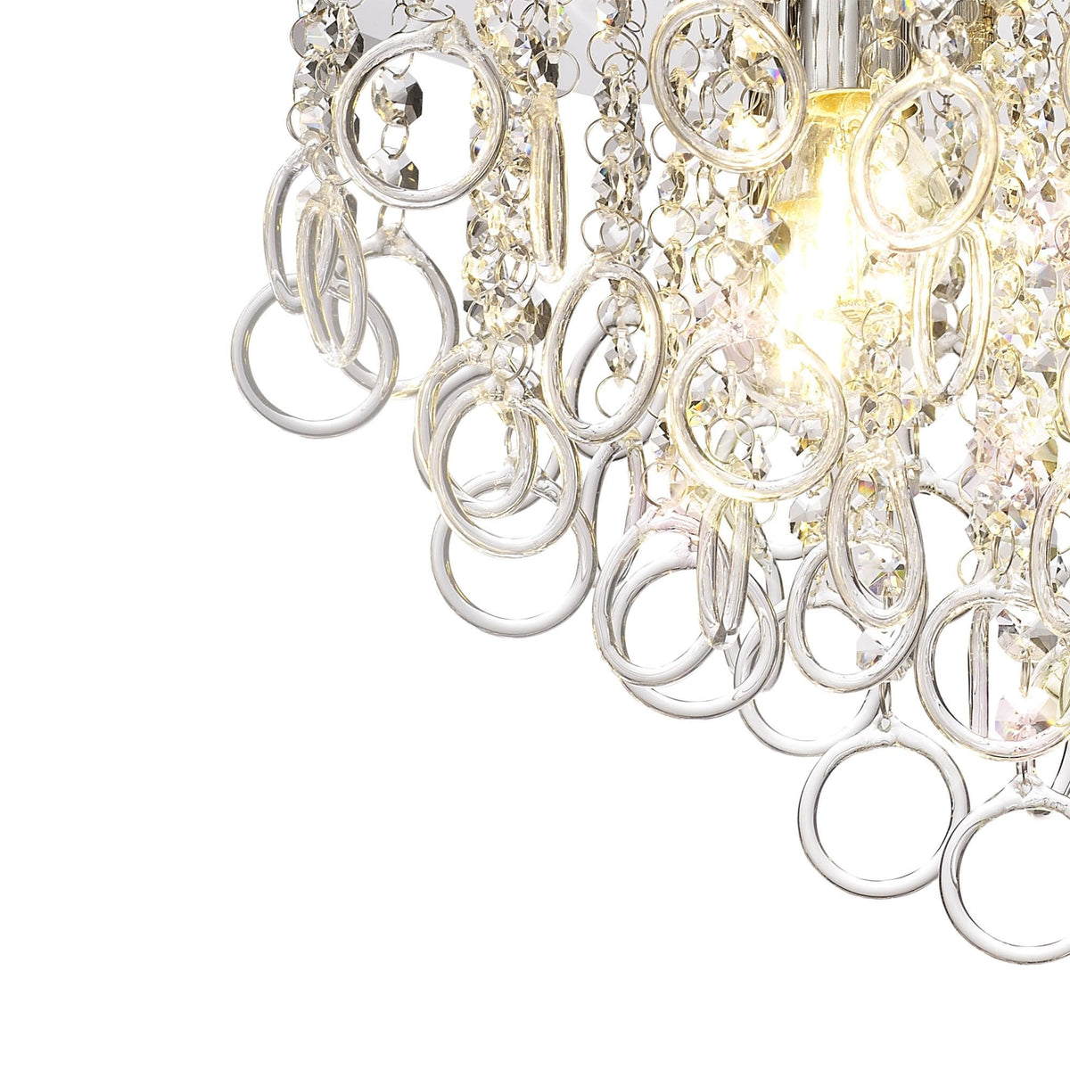 Lamerton Semi Flush Polished Chrome and Crystal Ceiling Light