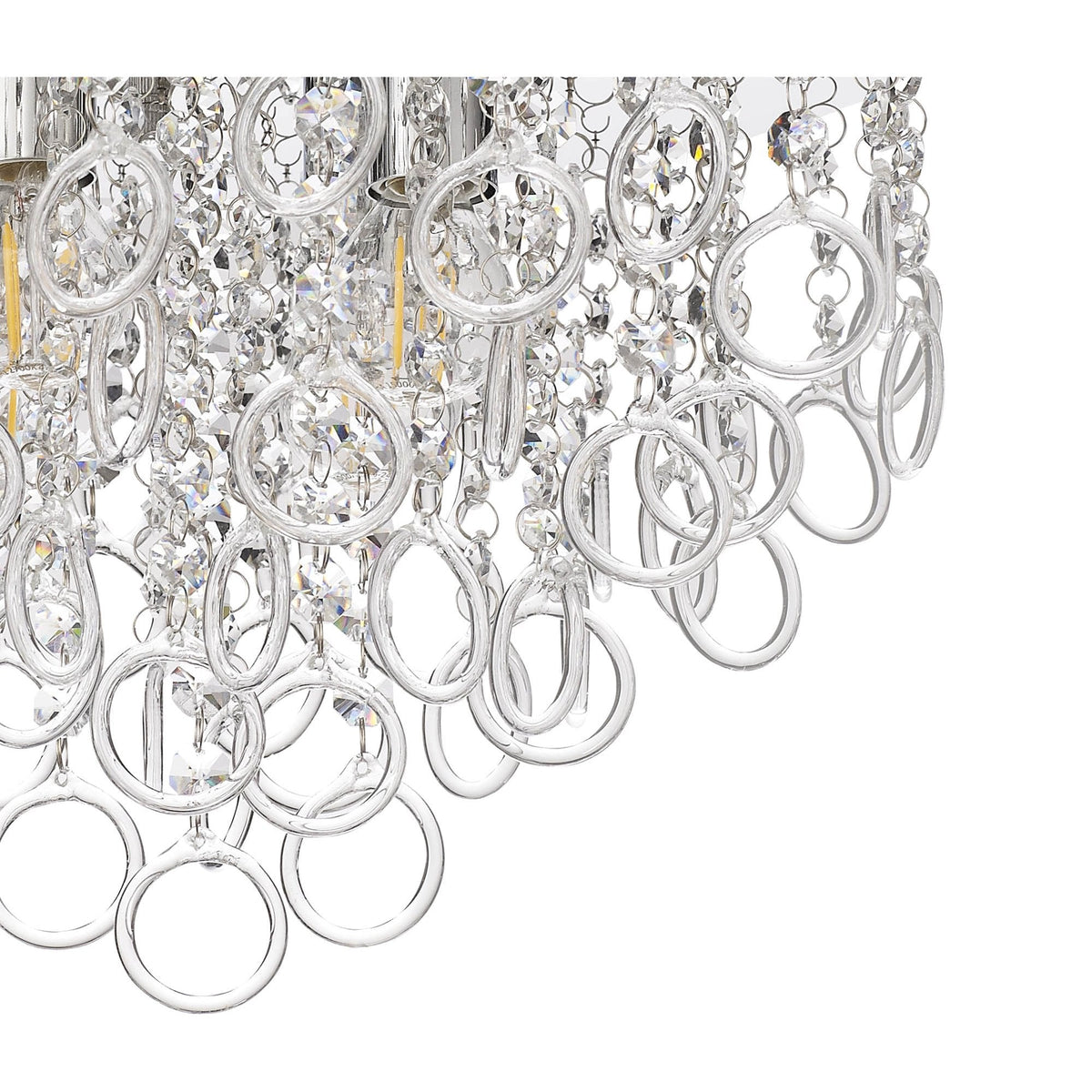 Lamerton Semi Flush Polished Chrome and Crystal Ceiling Light