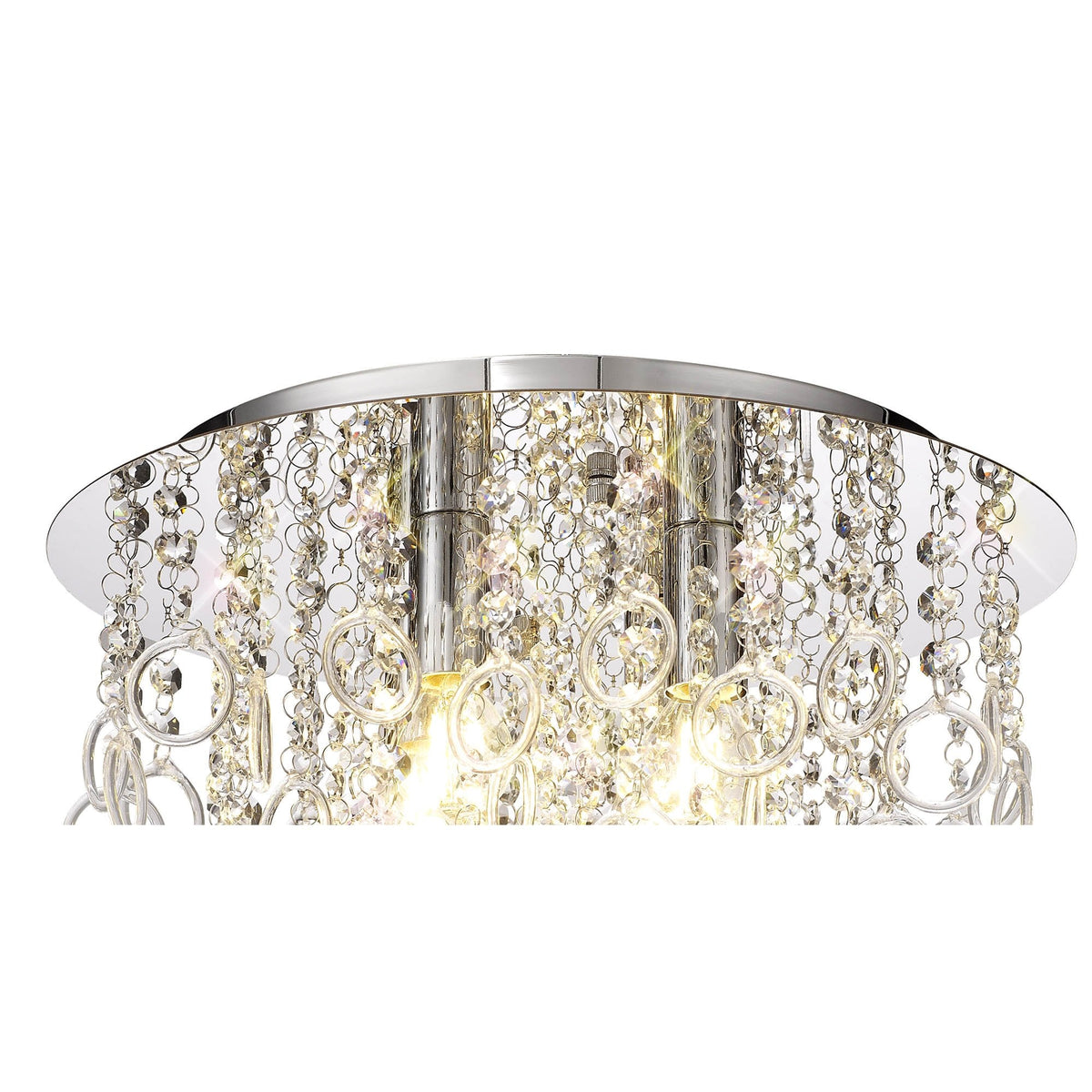 Lamerton Semi Flush Polished Chrome and Crystal Ceiling Light