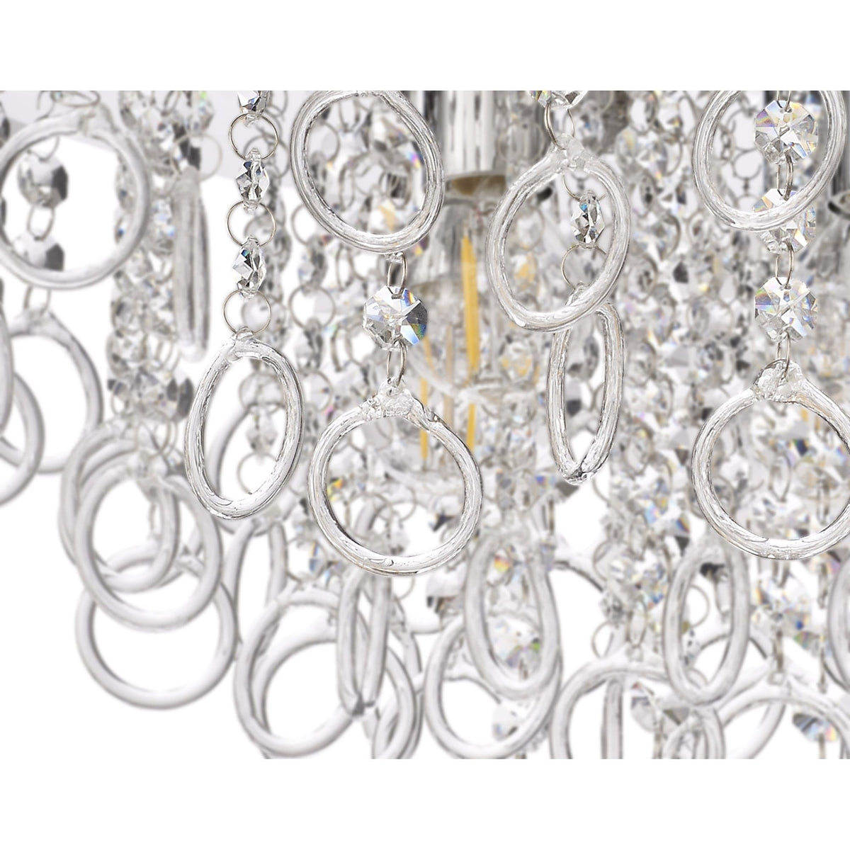 Lamerton Semi Flush Polished Chrome and Crystal Ceiling Light