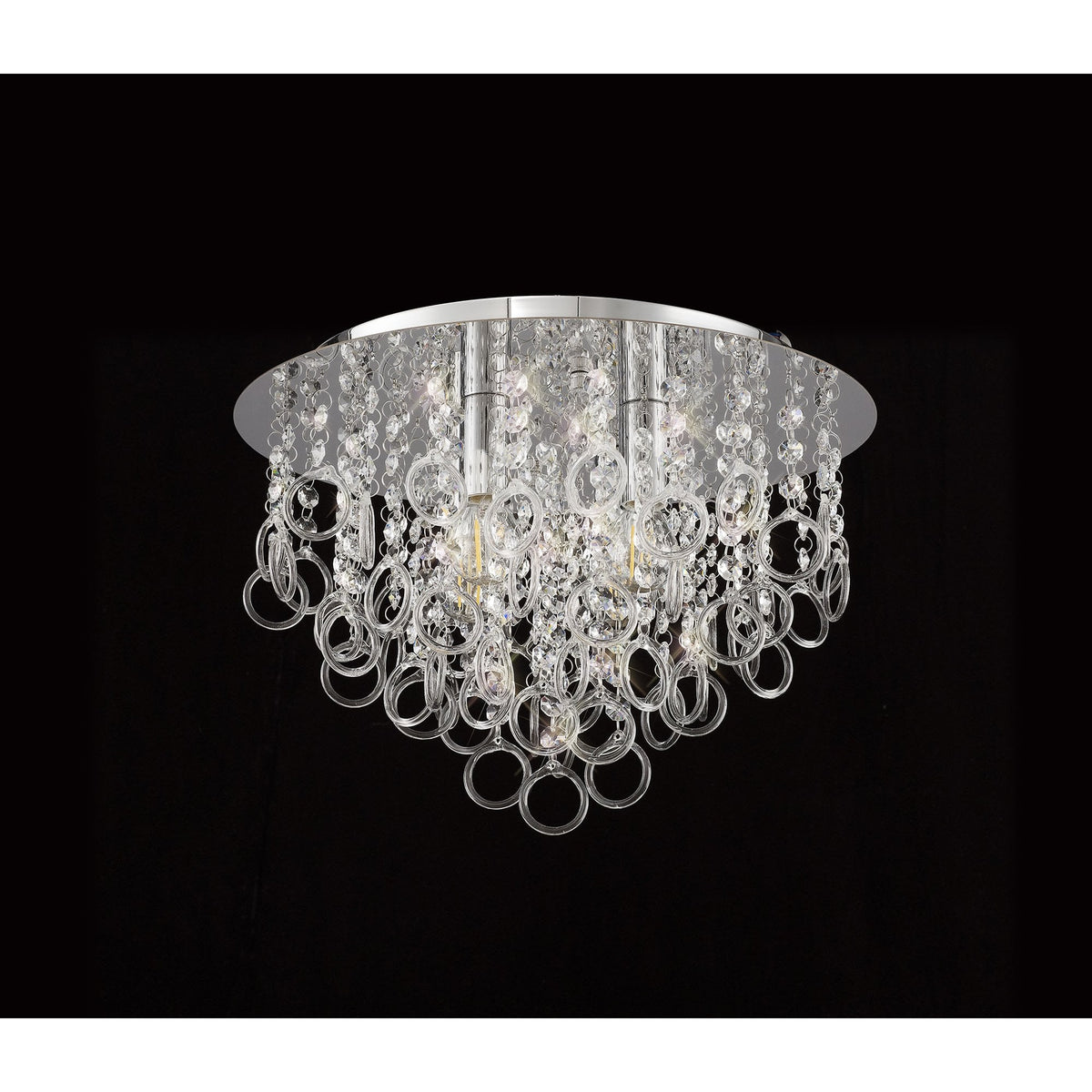Lamerton Semi Flush Polished Chrome and Crystal Ceiling Light