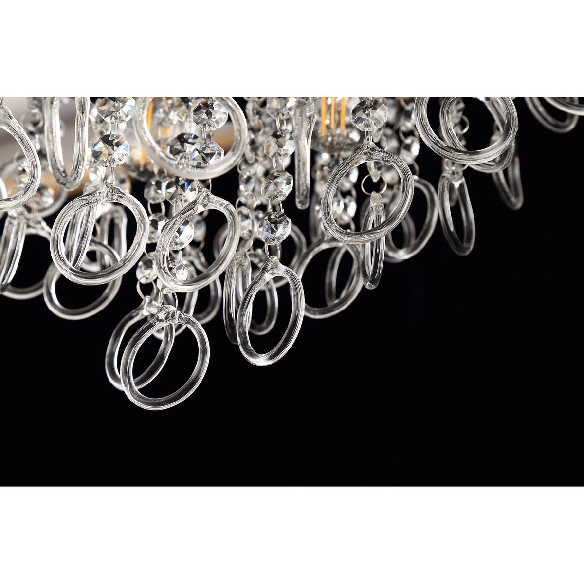 Lamerton Semi Flush Polished Chrome and Crystal Ceiling Light