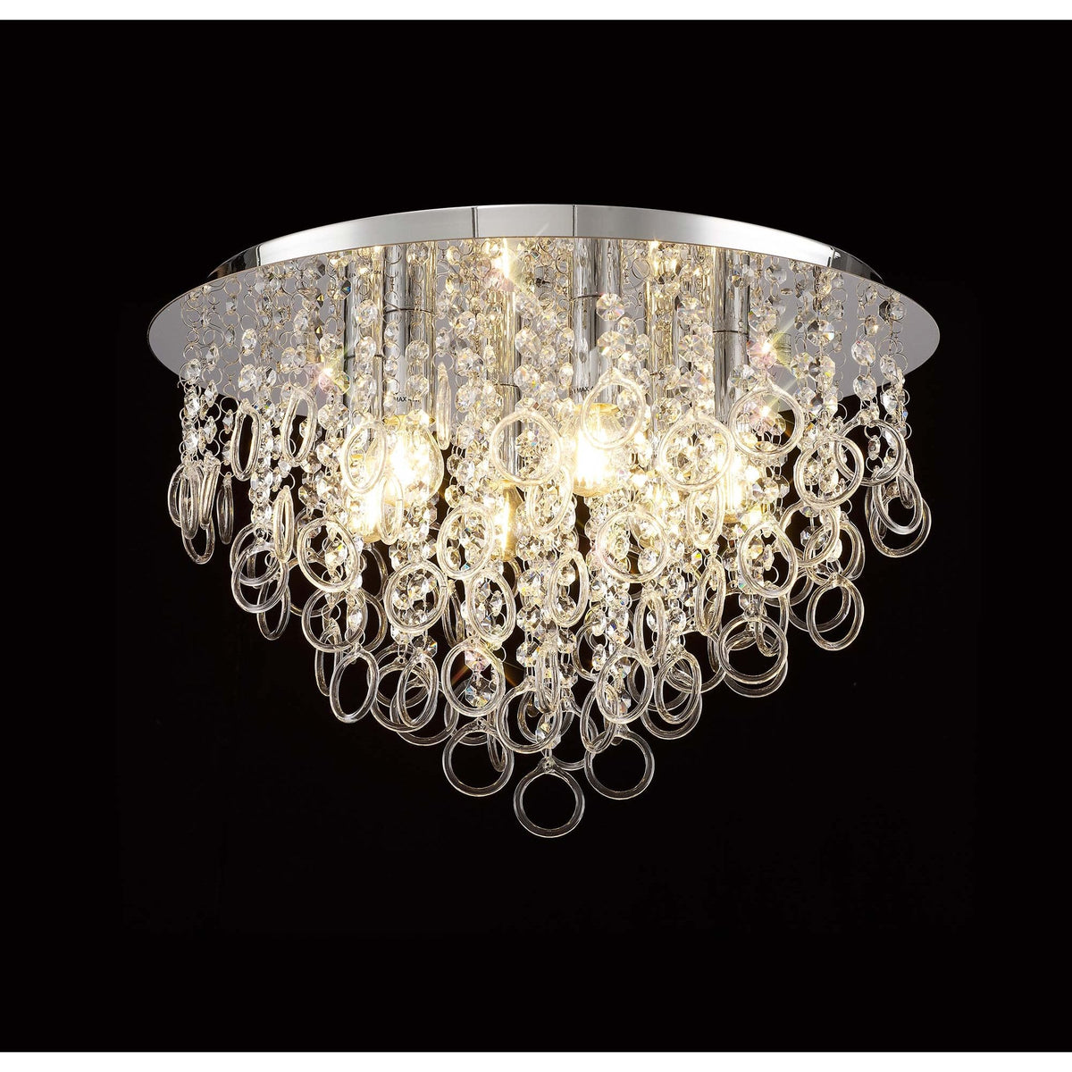 Lamerton 6 Light Flush Ceiling Light in Polished Chrome and Crystal