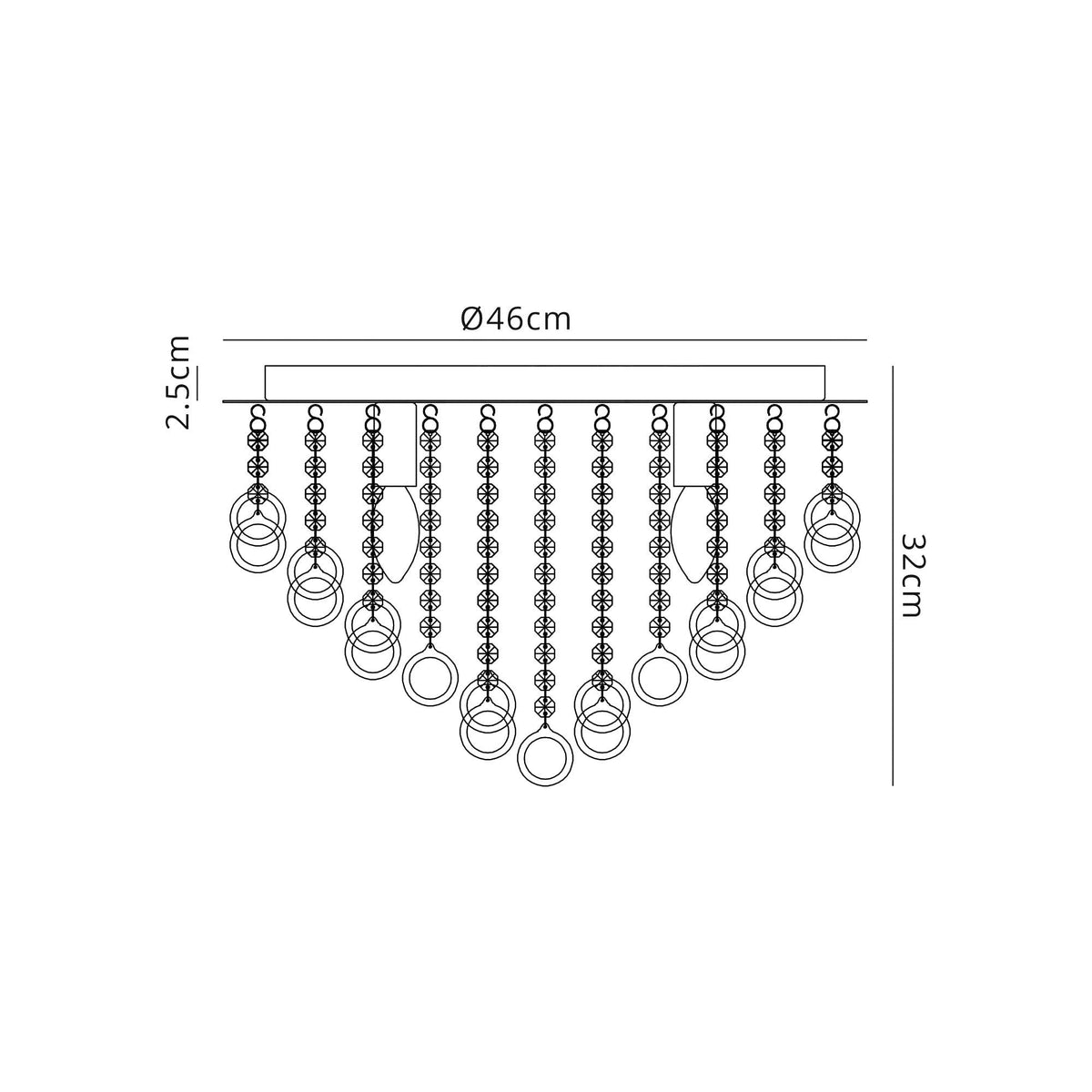 Lamerton 6 Light Flush Ceiling Light in Polished Chrome and Crystal