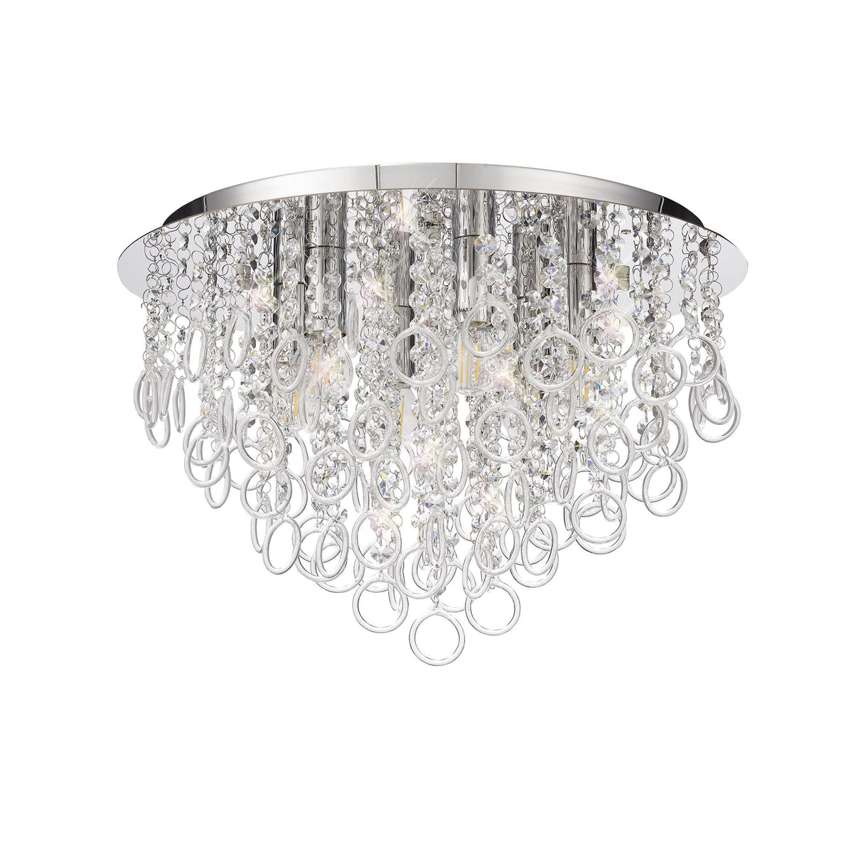 Lamerton 6 Light Flush Ceiling Light in Polished Chrome and Crystal