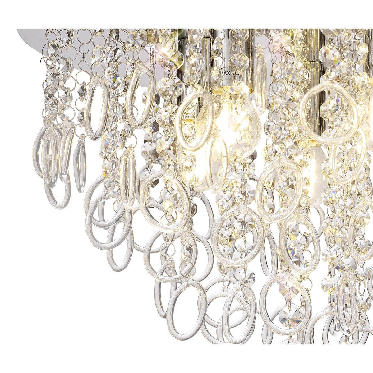 Lamerton 6 Light Flush Ceiling Light in Polished Chrome and Crystal