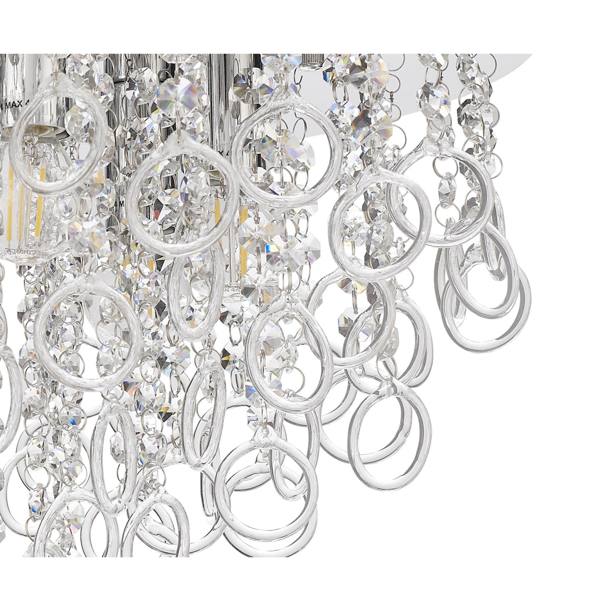 Lamerton 6 Light Flush Ceiling Light in Polished Chrome and Crystal