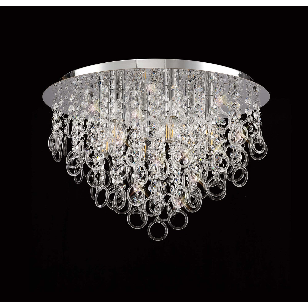 Lamerton 6 Light Flush Ceiling Light in Polished Chrome and Crystal