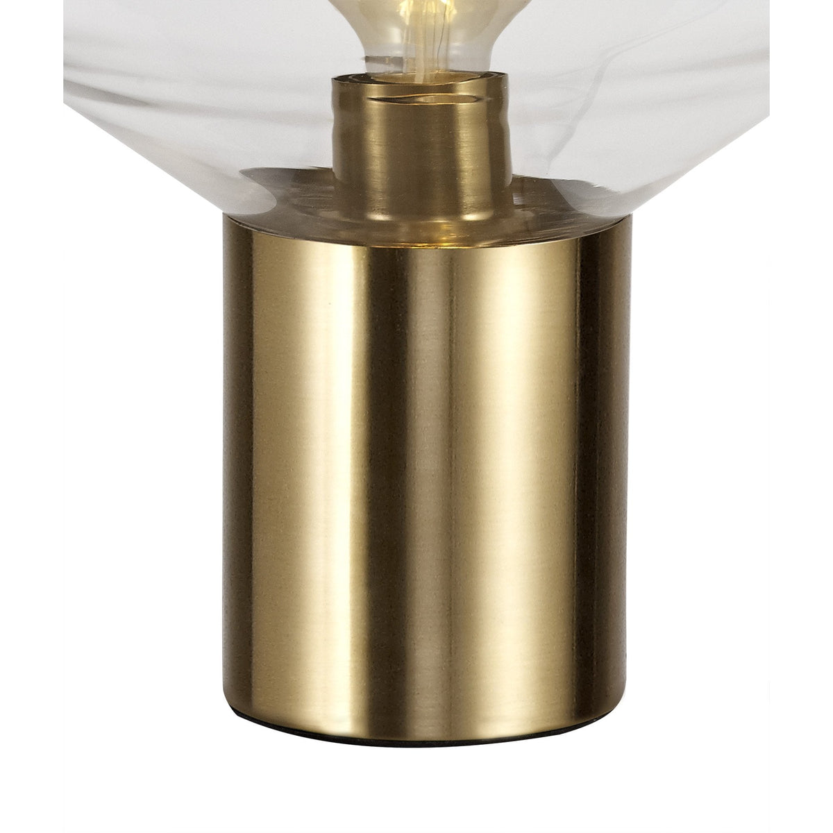 Roborough Wide Table Lamp in Ancient Brass & Clear Glass