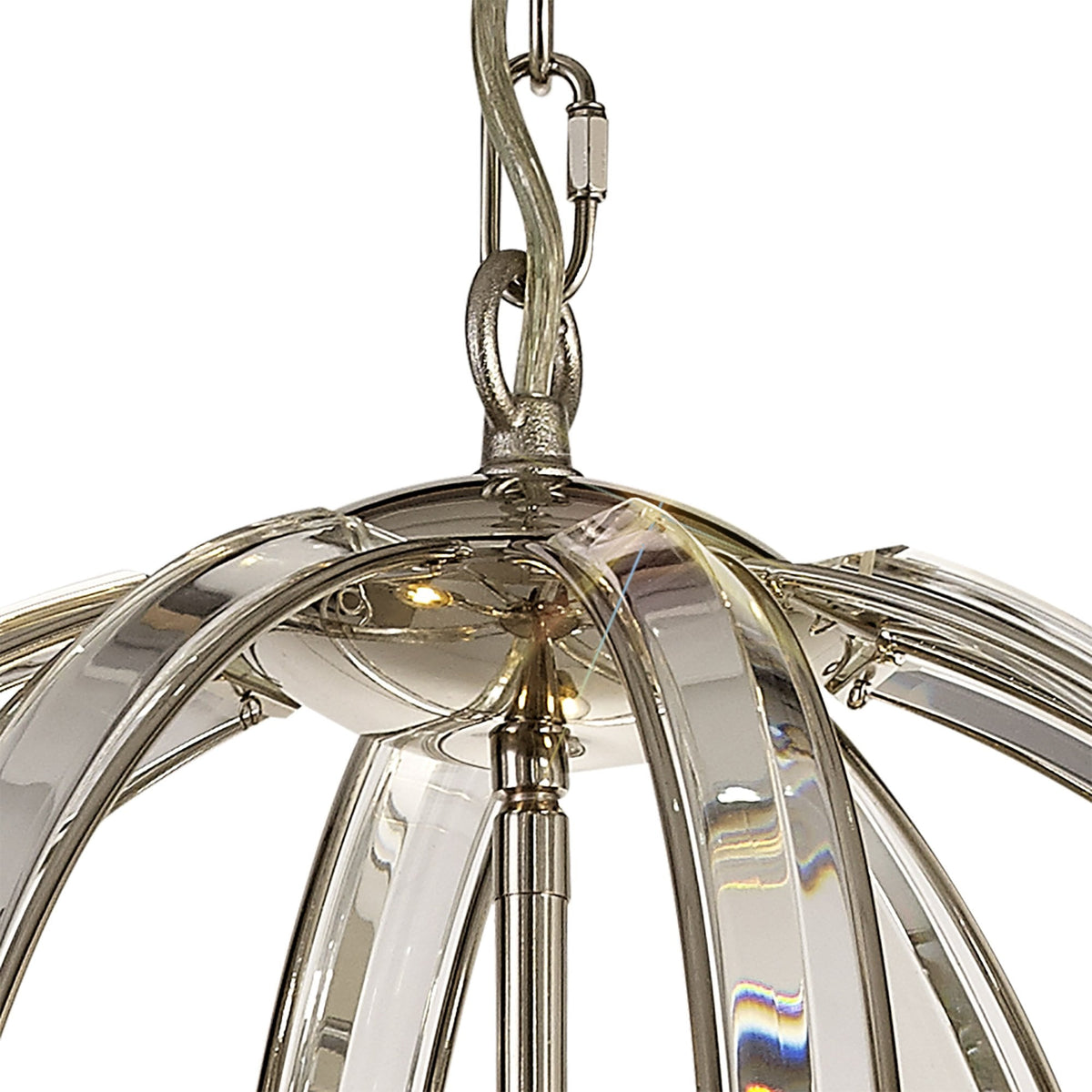 Challacombe Medium Round Polished Nickel Pendant with Clear Crystal