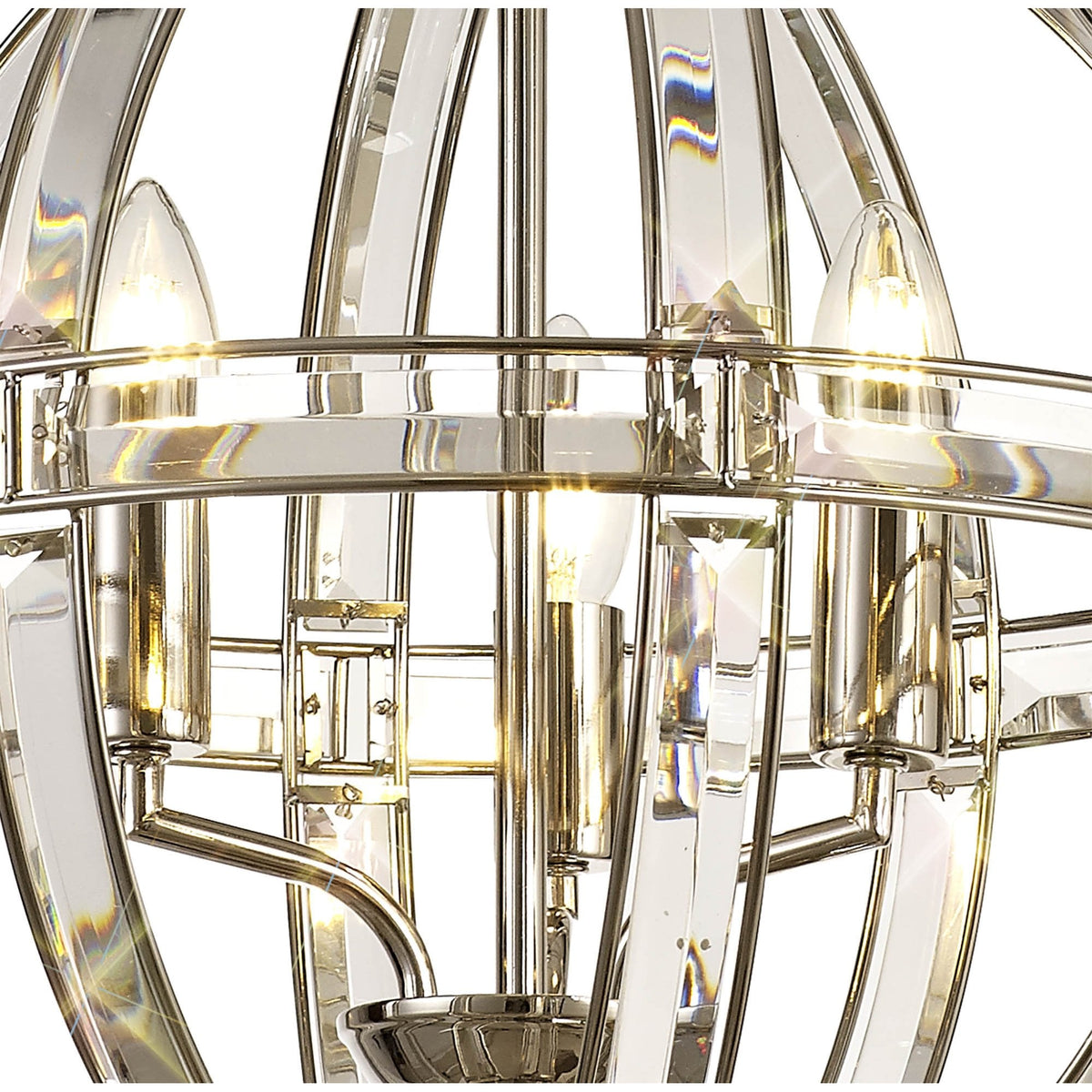 Challacombe Medium Round Polished Nickel Pendant with Clear Crystal