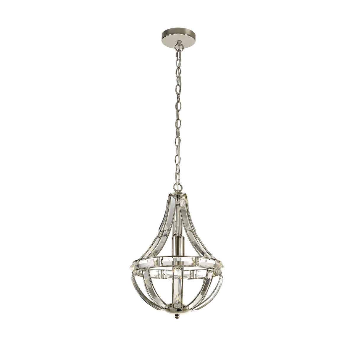 Challacombe Teardrop Polished Nickel Pendant with Clear Crystal