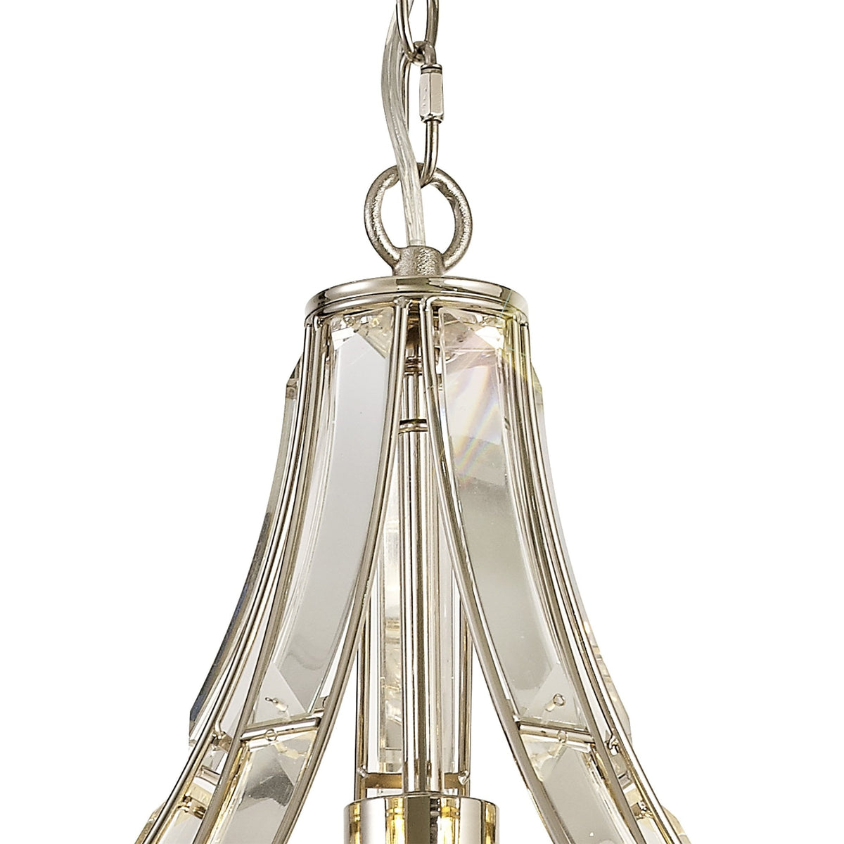 Challacombe Teardrop Polished Nickel Pendant with Clear Crystal