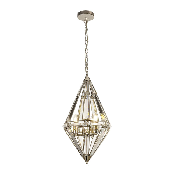 Challacombe Diamond Polished Nickel Pendant with Clear Crystal