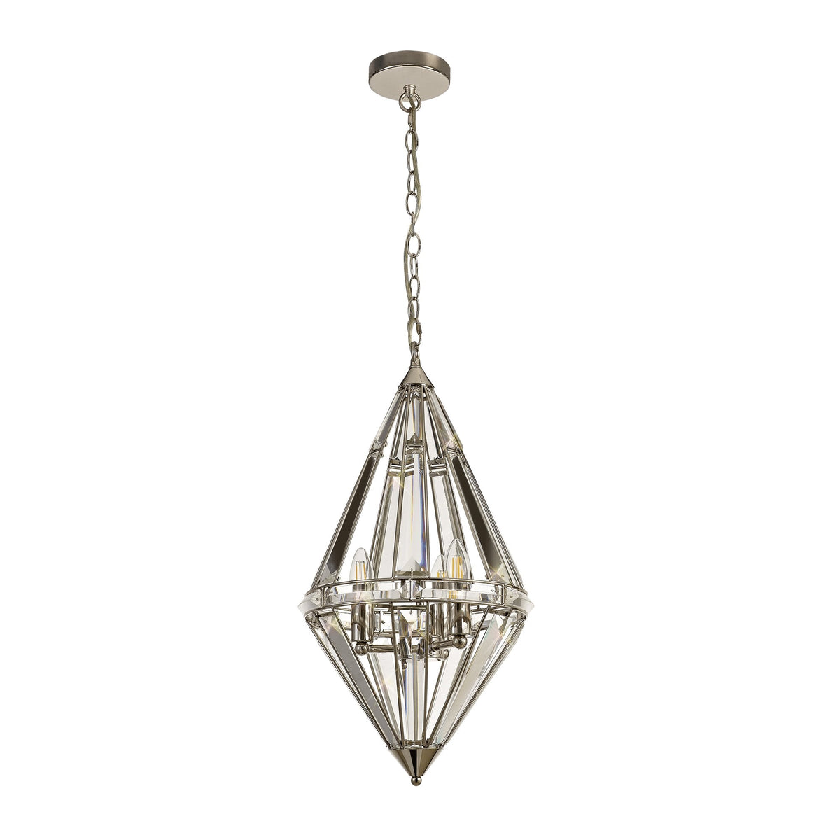Challacombe Diamond Polished Nickel Pendant with Clear Crystal