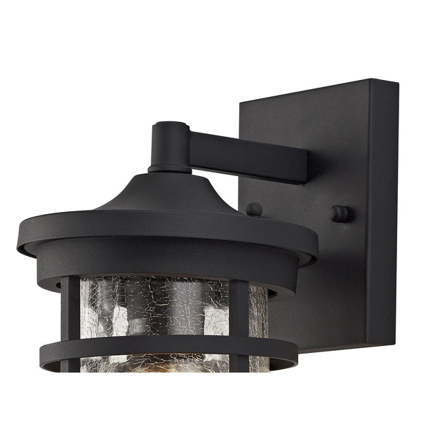 Ermington IP54 Wall Light in Black with Clear Crackled Glass