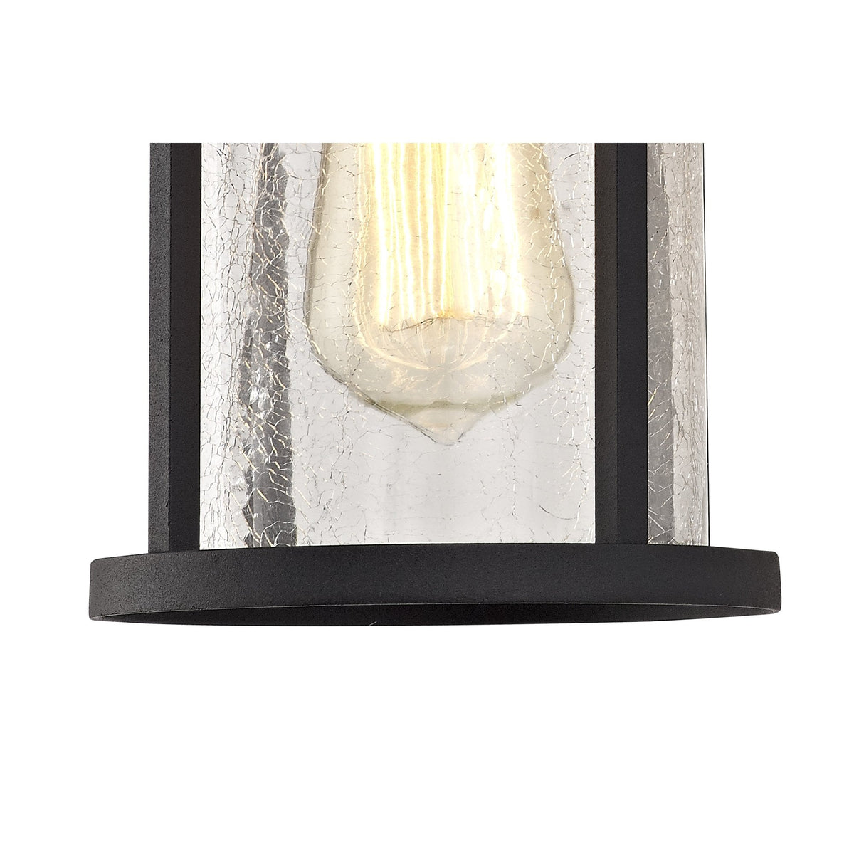 Ermington IP54 Wall Light in Black with Clear Crackled Glass