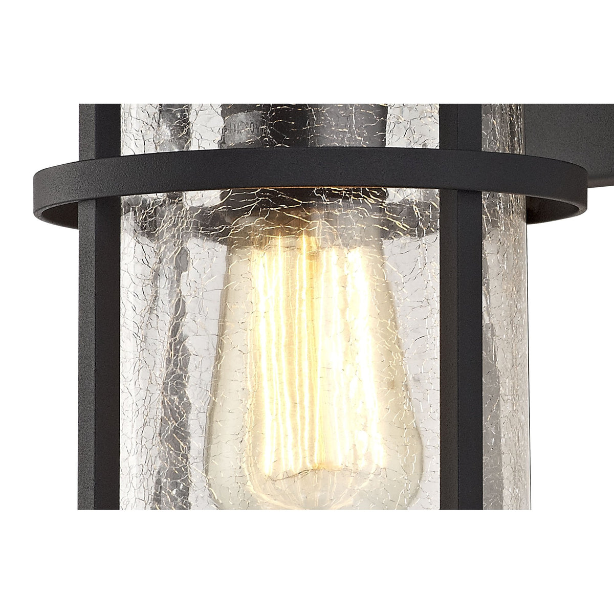 Ermington IP54 Wall Light in Black with Clear Crackled Glass