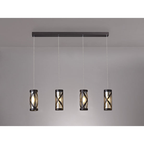 Harberton Four Light Pendant in Oiled Bronze