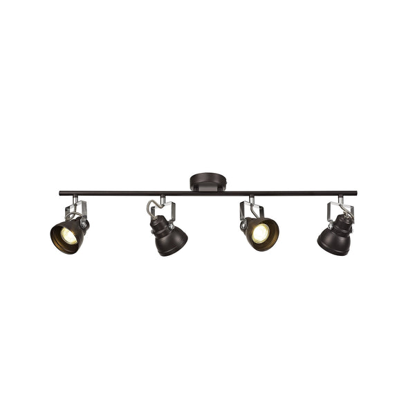 Taddiport Adjustable Linear Bar GU10 Spotlight in Oiled Bronze & Polished Chrome