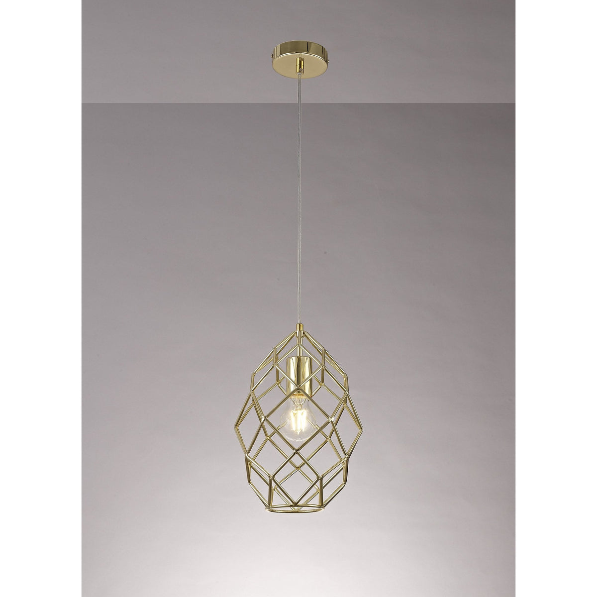 Filleigh Curved Cylinder Pendant in Polished Brass