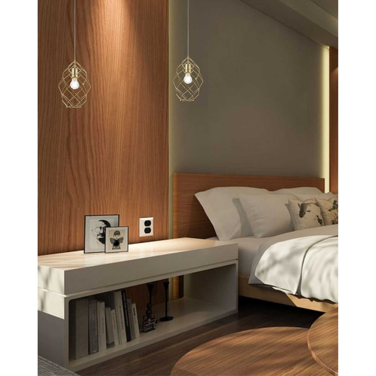 Filleigh Curved Cylinder Pendant in Polished Brass