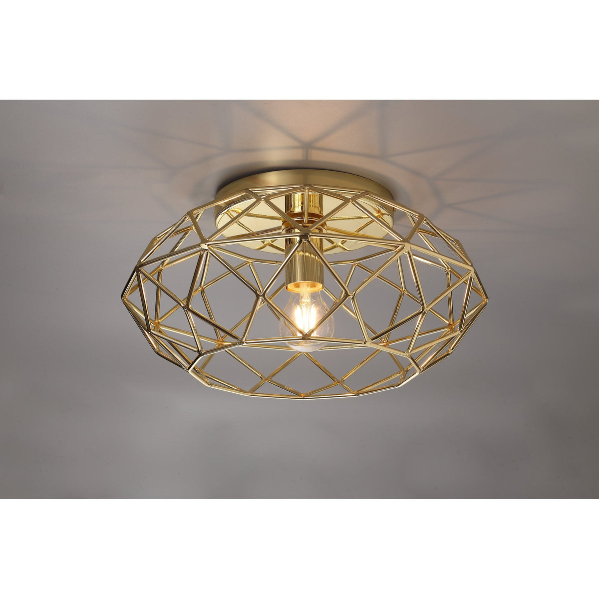 Filleigh Flush Ceiling Light in Polished Brass