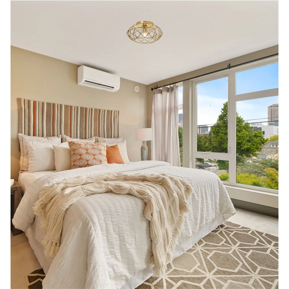 Filleigh Flush Ceiling Light in Polished Brass