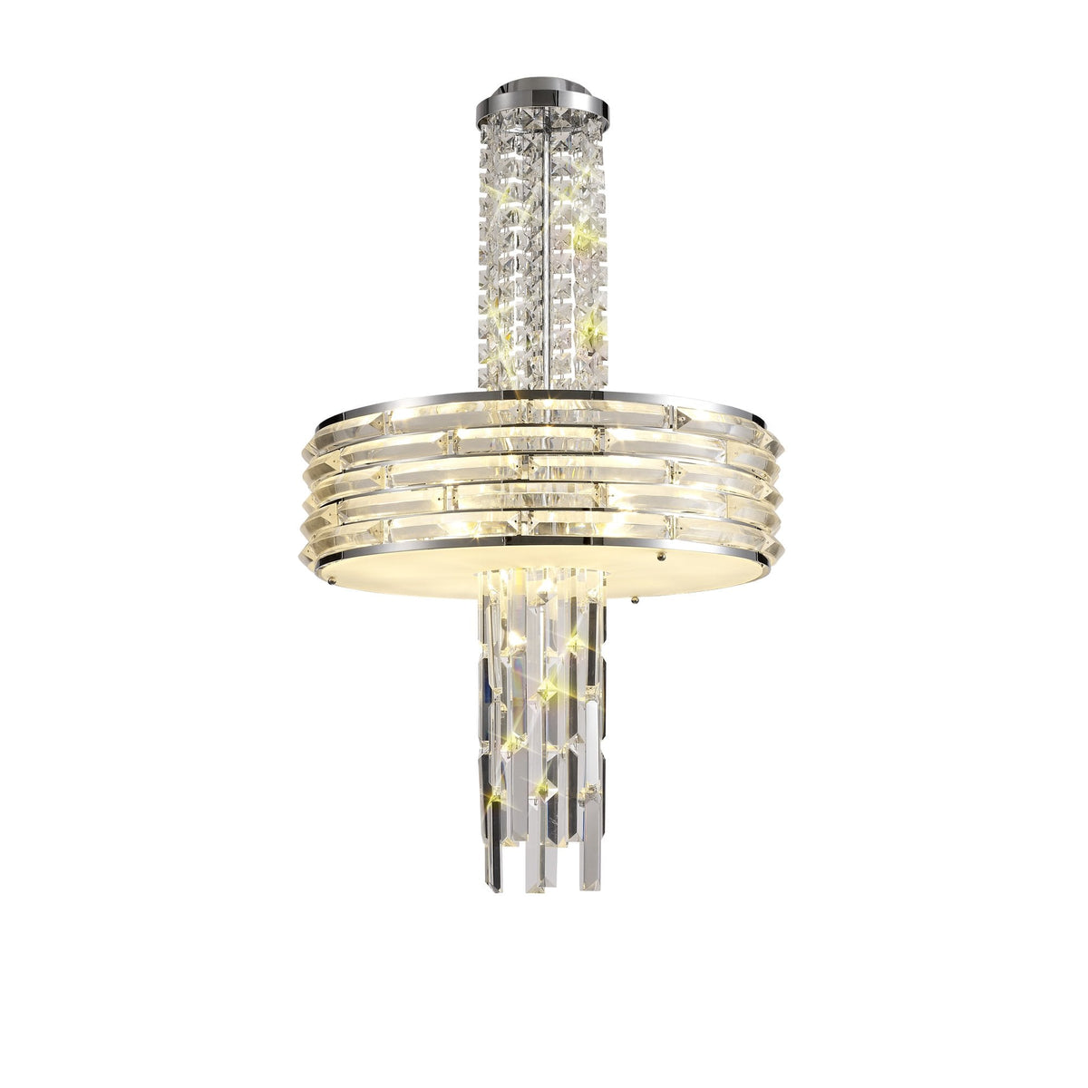 Kennerleigh 7 x E14 Pendant or Semi Ceiling Light in Polished Chrome and Crystal
