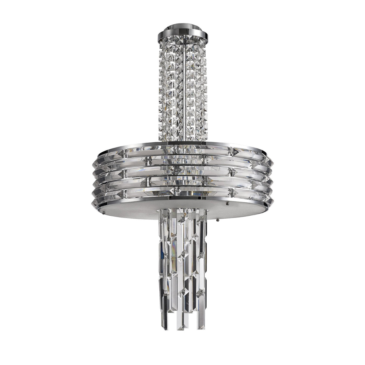 Kennerleigh 7 x E14 Pendant or Semi Ceiling Light in Polished Chrome and Crystal