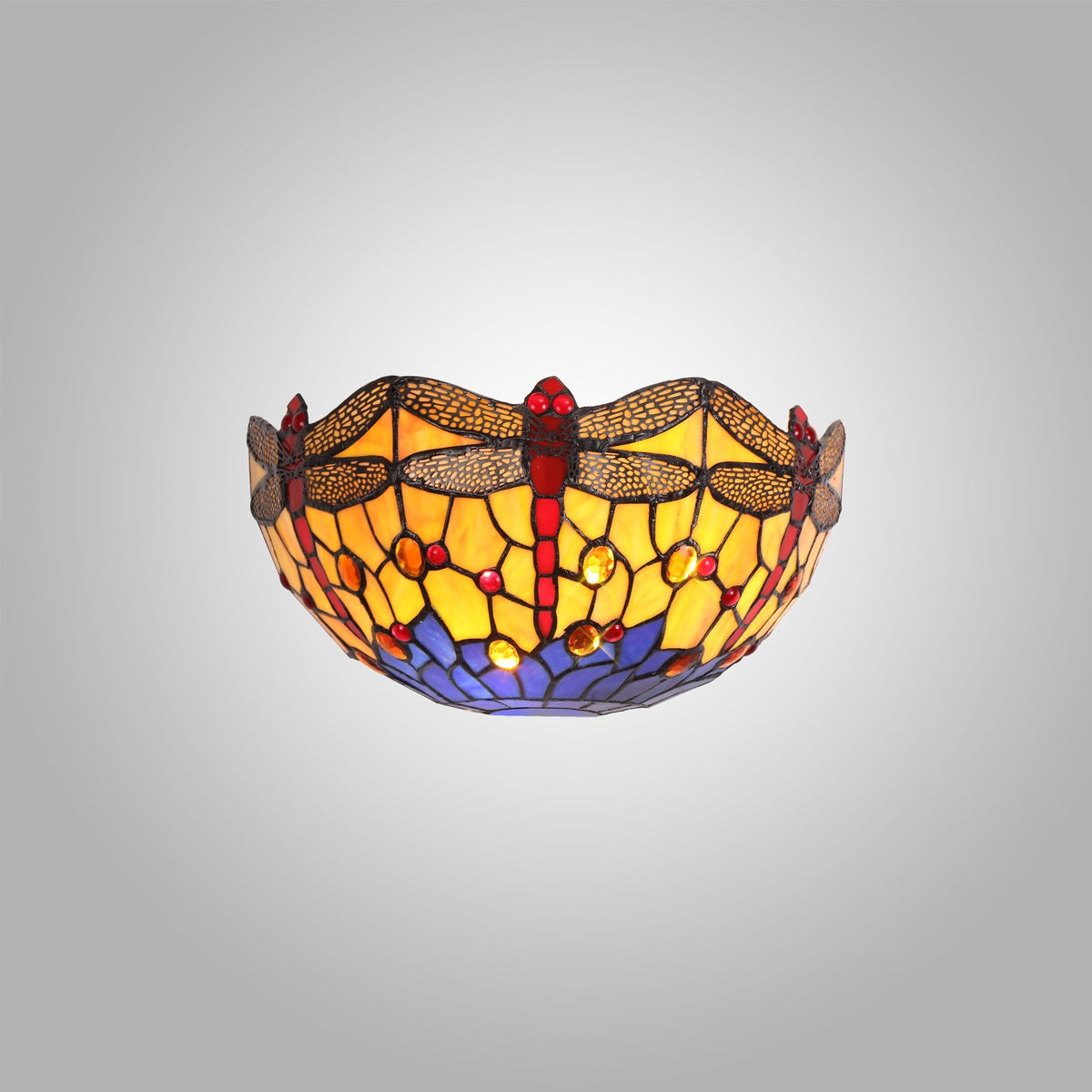 Loddiswell Tiffany Wall Light with Blue Orange Crystal