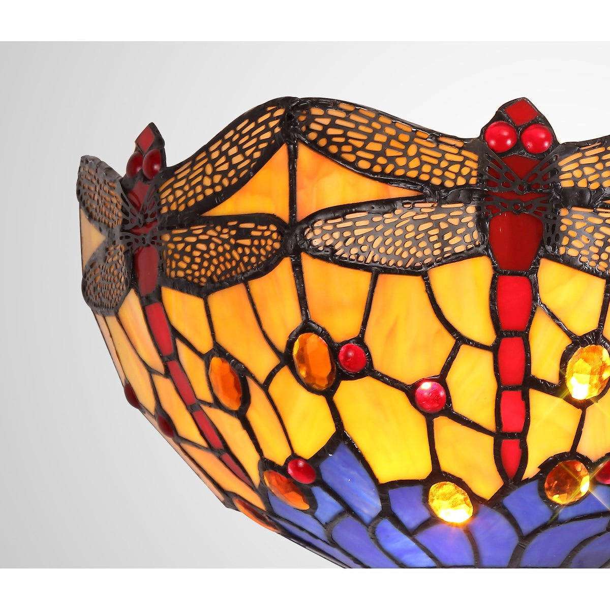 Loddiswell Tiffany Wall Light with Blue Orange Crystal
