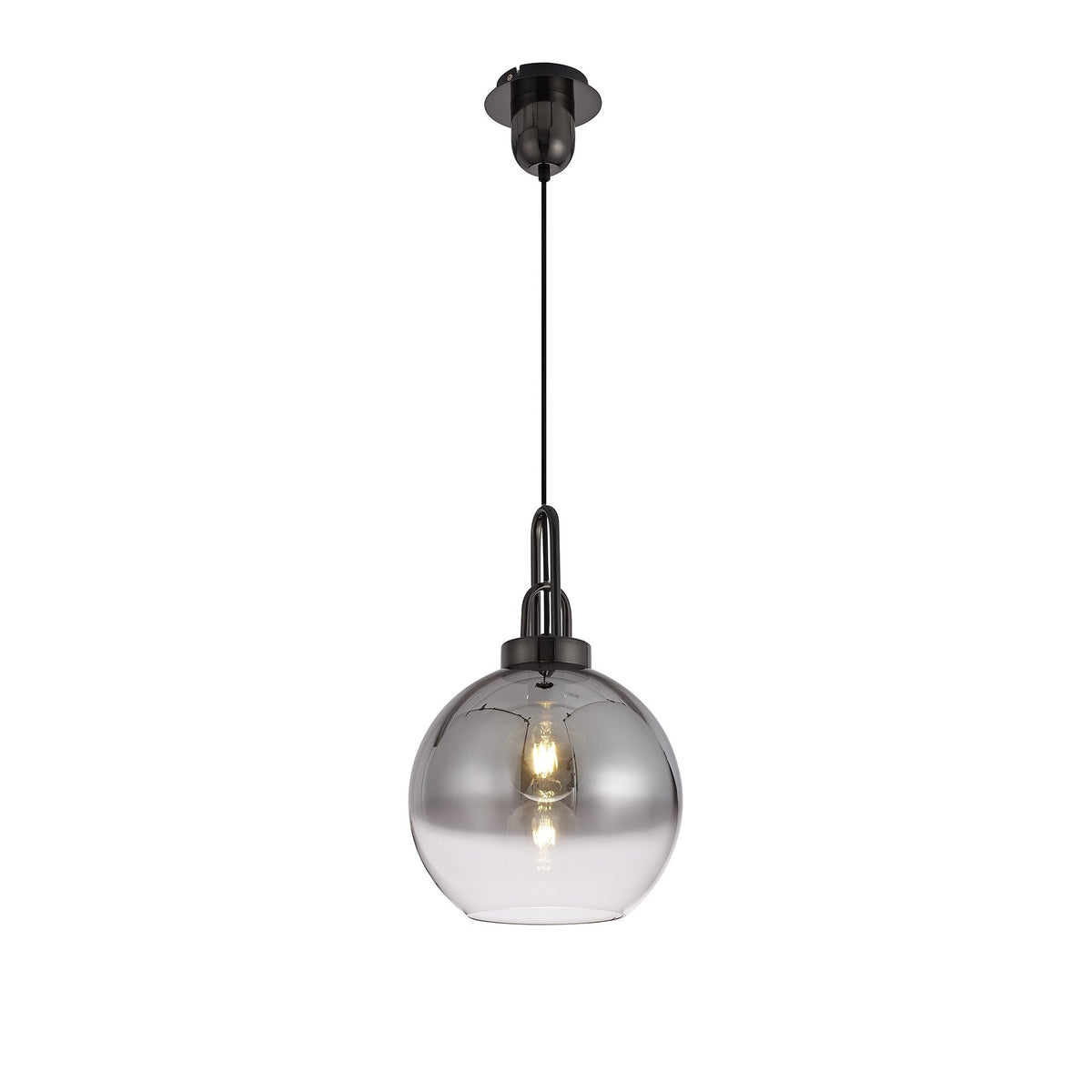 Atherington Black Chrome Pendant with 30cm Smoked Glass Globe