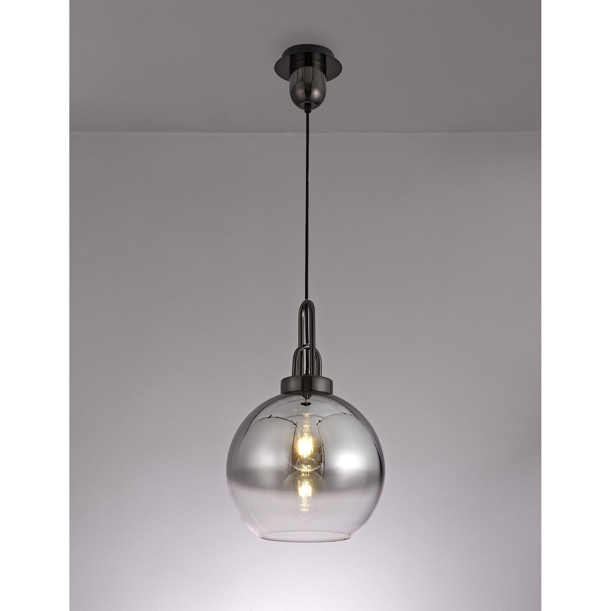 Atherington Black Chrome Pendant with 30cm Smoked Glass Globe