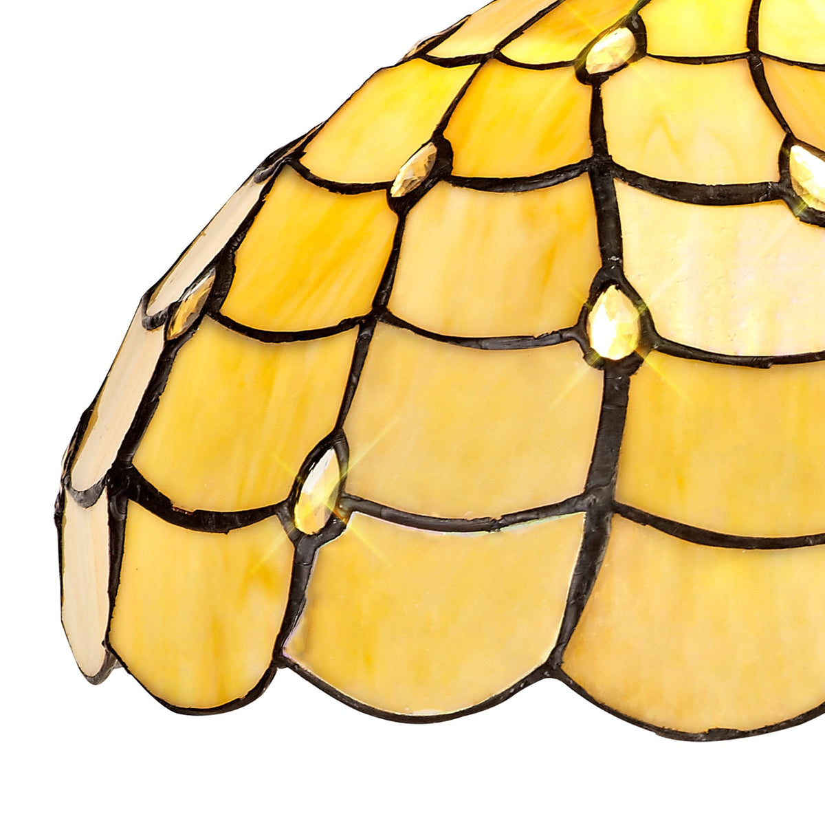 Beaworthy Uplighter Pendant With Beige and Clear Crystal 30cm Tiffany Shade