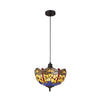 Loddiswell Uplighter Black Pendant With 30cm Tiffany Blue Orange and Crystal Shade