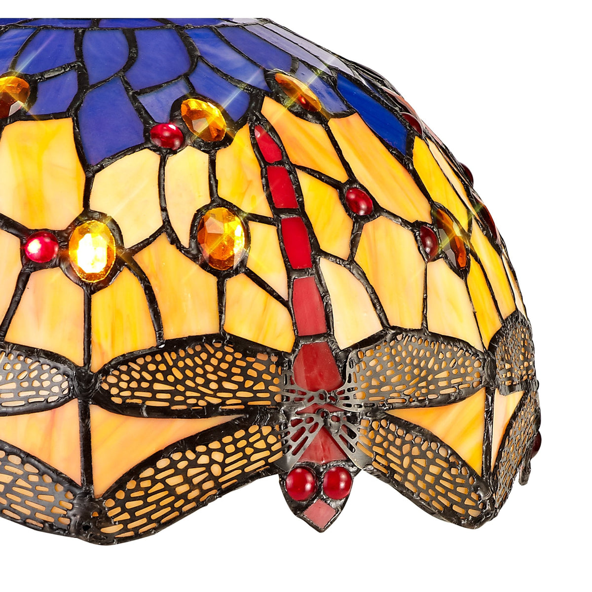 Loddiswell Uplighter Black Pendant With 30cm Tiffany Blue Orange and Crystal Shade