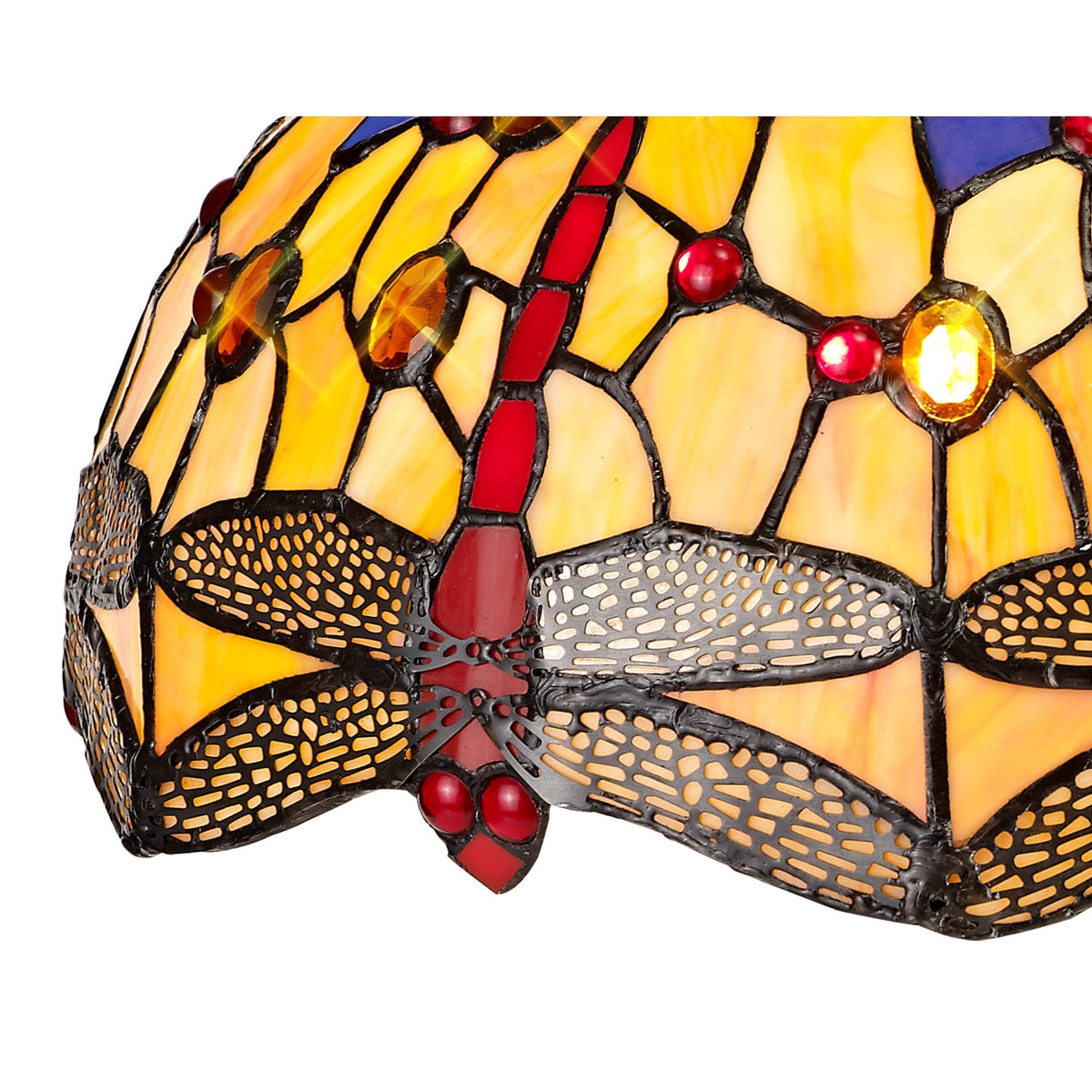 Loddiswell Uplighter Black Pendant With 30cm Tiffany Blue Orange and Crystal Shade