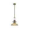 Fremington Antique Brass Pendant with 300mm Amber Round Glass Shade