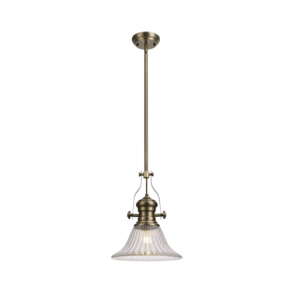 Fremington Antique Brass Pendant with Clear Bell Glass Shade