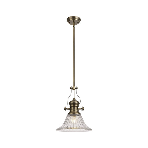 Fremington Antique Brass Pendant with Clear Bell Glass Shade