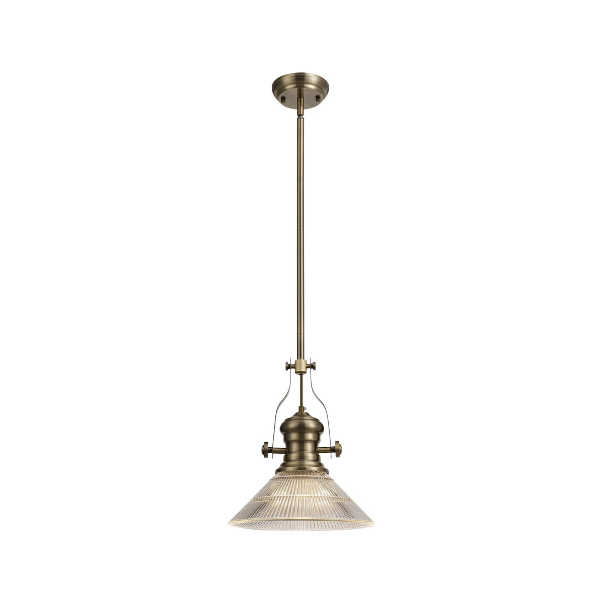 Fremington Antique Brass Pendant with Cone Glass Shade