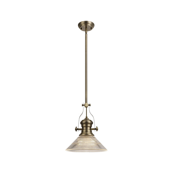 Fremington Antique Brass Pendant with Cone Glass Shade