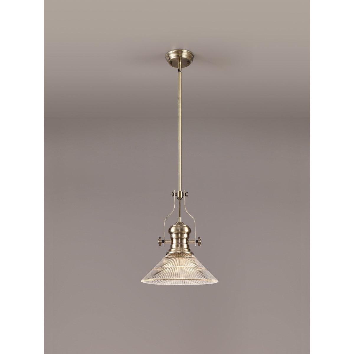 Fremington Antique Brass Pendant with Cone Glass Shade