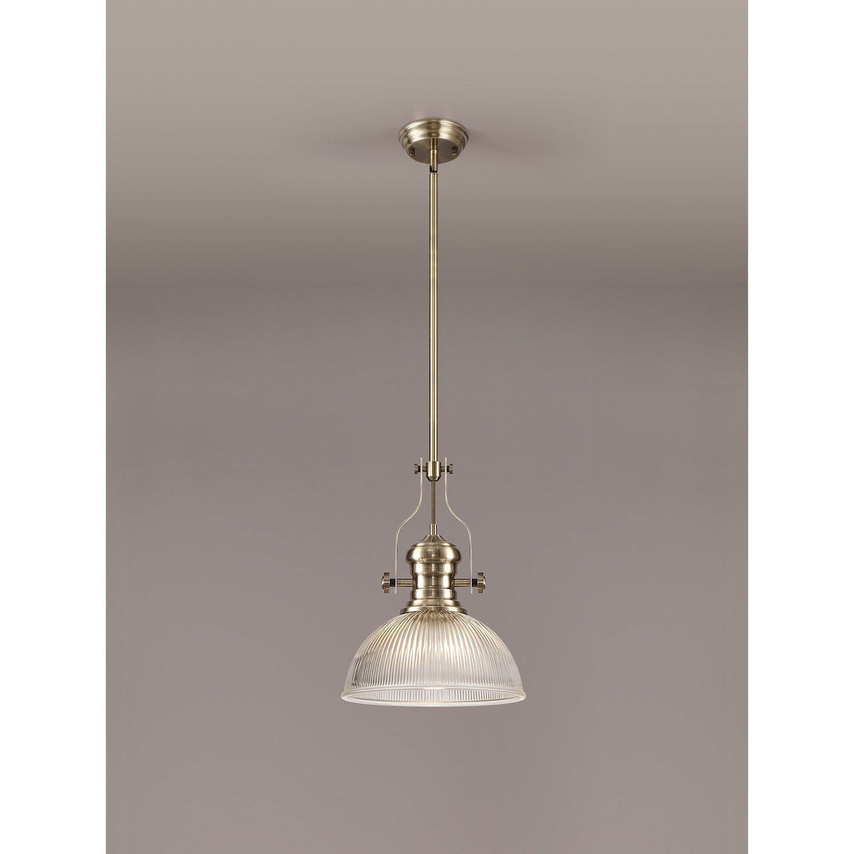 Fremington Antique Brass Pendant With Dome Glass Shade