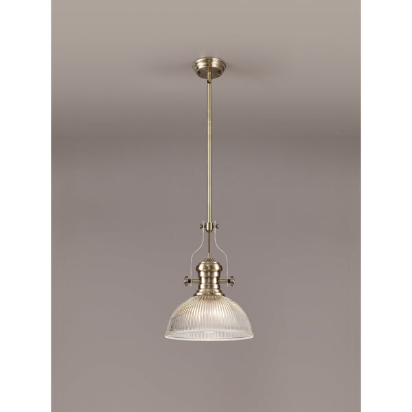 Fremington Antique Brass Pendant With Dome Glass Shade