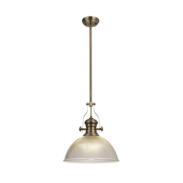 Fremington Antique Brass Pendant with Large Dome Glass Shade