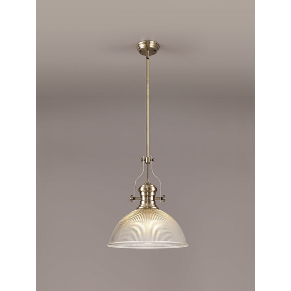 Fremington Antique Brass Pendant with Large Dome Glass Shade