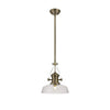 Fremington E27 Antique Brass Pendant With Flat Round Clear Glass Shade